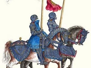 German Knights in Horseback in Procession by H. Burkmair 2 - Art Print