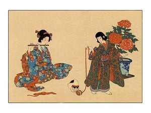 Flute and Cat - Art Print