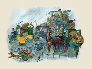 All Animal Land is off to the Station by G.H. Thompson - Art Print