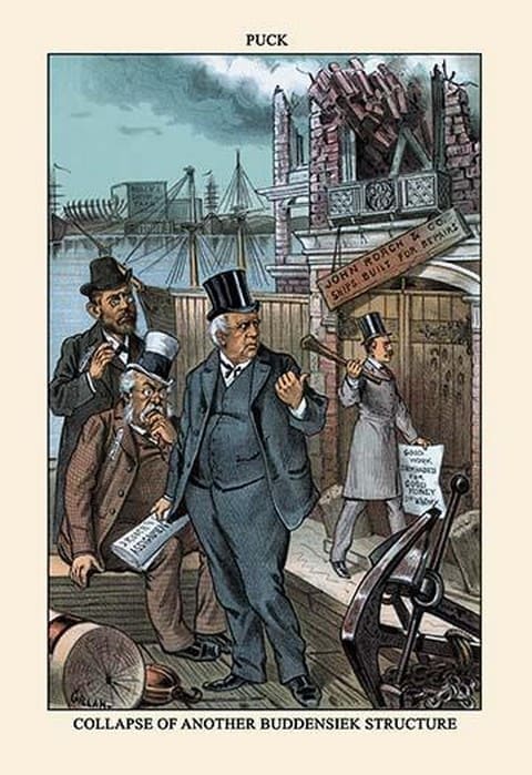 Puck Magazine: Collapse of Another Buddensiek Structure by Bernhard Gillam - Art Print