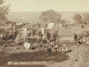 Mess scene on 'round up' by John C.H. Grabill - Art Print