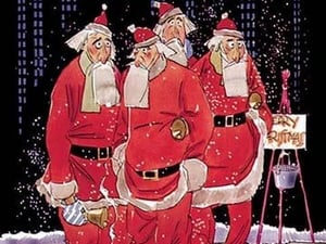 Salvation Army Santas Try to Keep Warm Standing on Sidewalk Grating - Art Print