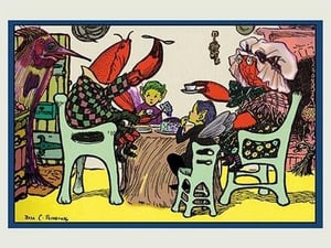 Having Cake Mr. Caterpillar Crab and Dame Crabby by Rosa C. Petherick - Art Print