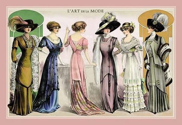 L'Art de la Mode: An Assortment of Elegant Gowns - Art Print