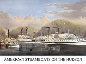 American steamboats on the Hudson: passing the highlands by Currier & Ives - Art Print