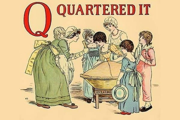 Q - Quartered It by Kate Greenaway - Art Print