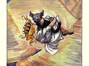 Dorothy and Toto in Funnel by John R. Neill - Art Print