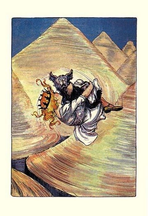 Dorothy and Toto in Funnel by John R. Neill - Art Print