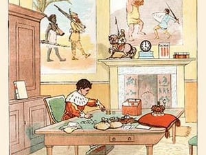 The King was in his Counting house counting out his money by Randolph Caldecott - Art Print