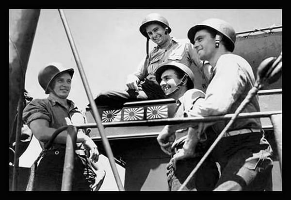 Coast Guard LST Bags Three Japanese Planes - Art Print