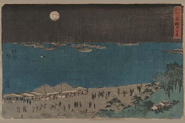 Moon scene at Takanawa. by Utagawa Hiroshige - Art Print