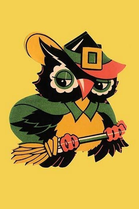 Wizard Owl on Broomstick - Art Print