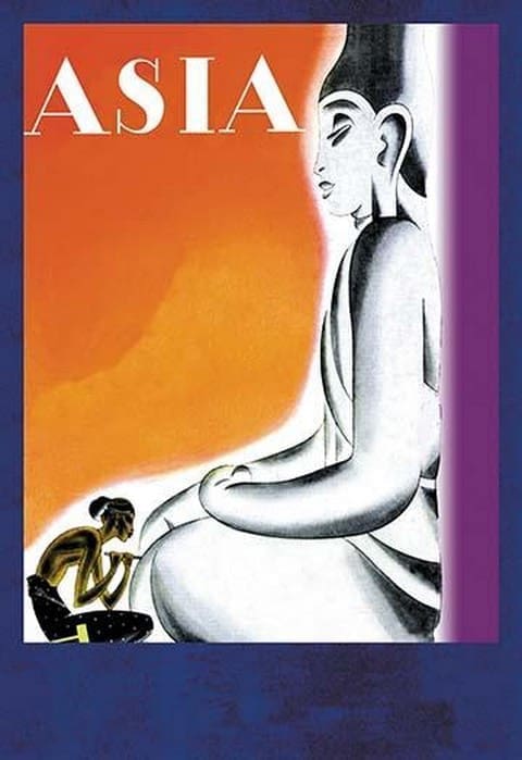 Burmese Sculptor at the Knees of Buddha w/TITLE by Frank McIntosh - Art Print