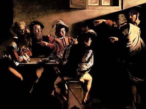 The Calling of Saint Mathew by Caravaggio - Art Print