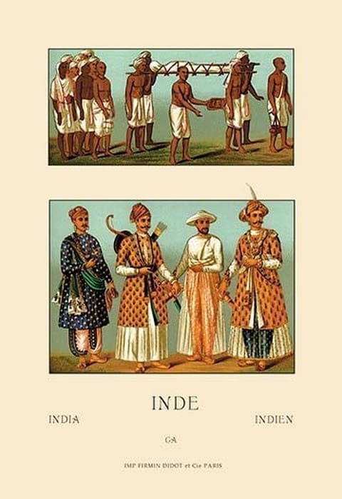 A Variety of Indian Ceremonial Garb by Auguste Racinet - Art Print