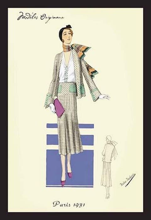 Stylish Daytime Suit and Scarf by Atelier Bachroitz - Art Print