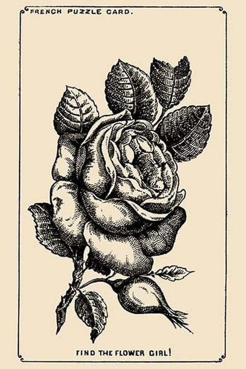 Find the Flower Girl by French Puzzle Card - Art Print