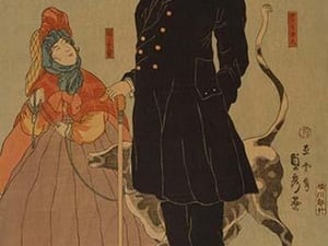 American merchant strolling in Yokohama (Yokohama torai Amerika shonin ryoko no zu) by Utagawa Sadahide - Art Print