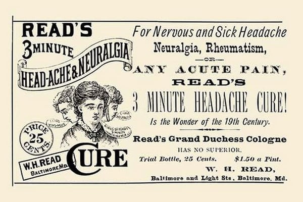 Read's 3 minute Head-Ache & Neuralgia Cure - Art Print