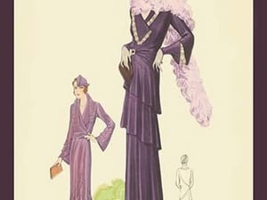 Modern Violet Dress with Boa by Atelier Bachroitz - Art Print