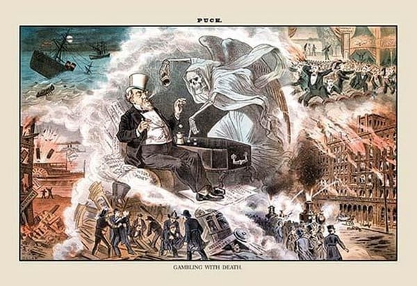 Puck Magazine: Gambling with Death by Bernhard Gillam - Art Print