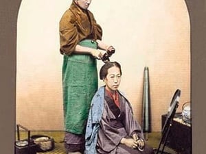 Woman having Her Hair Done by Von Stillfried - Art Print