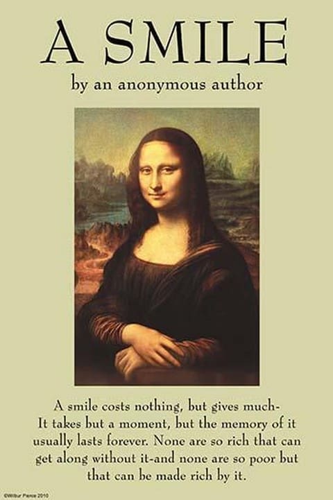A Smile Costs Nothing... by Anonymous - Art Print