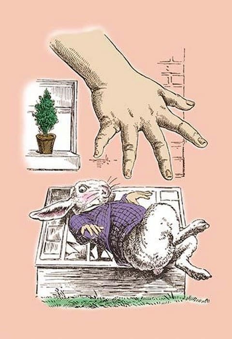 Alice in Wonderland: The White Rabbit and Alice's Big Hand by John Tenniel - Art Print
