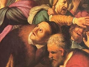Christ drives out money changers by Rembrandt Van Rijn - Art Print