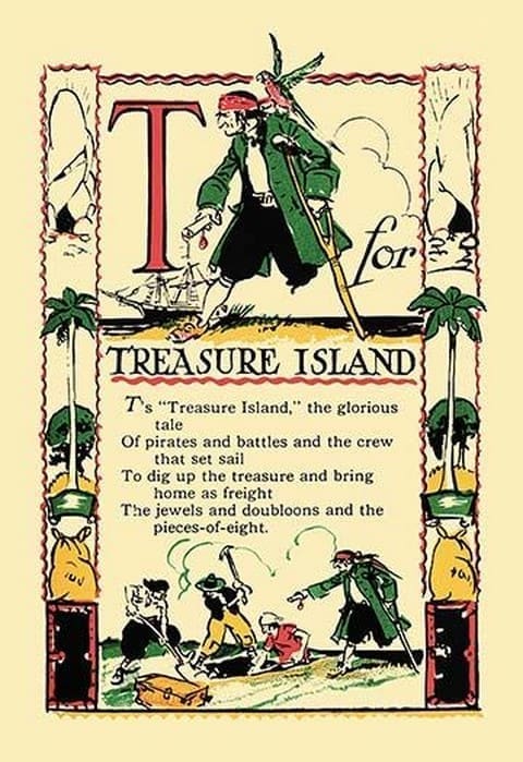 T for Treasure Island by Tony Sarge - Art Print