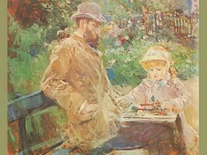 Eugene Manet and His Daughter in Bougival by Berthe Morisot - Art Print