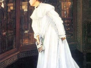 Upstairs by James Tissot - Art Print
