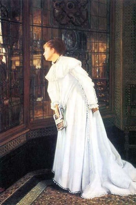 Upstairs by James Tissot - Art Print