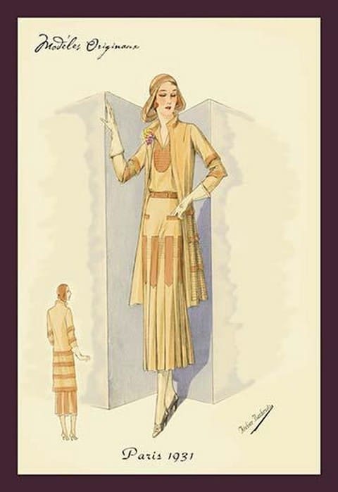 Sophisticated Daywear in Camel by Atelier Bachroitz - Art Print