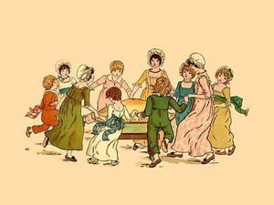 Dancing Around in a Circle by Kate Greenaway - Art Print