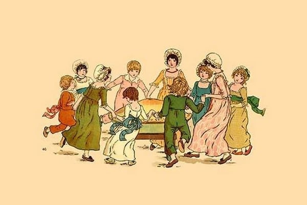 Dancing Around in a Circle by Kate Greenaway - Art Print