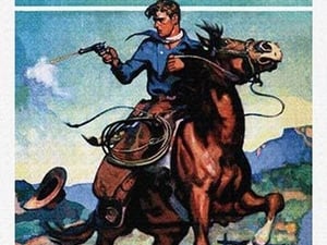 Western Story Magazine: Gunning 'Em Down - Art Print