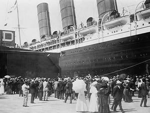 Lusitania at New York Dock - Art Print