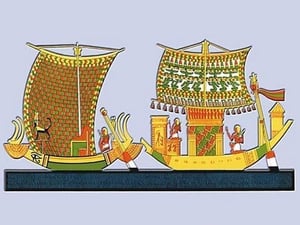 Boats from the Tomb of Ramses III at Thebes by John Gardner Wilkinson - Art Print