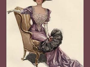 Woman with Ostrich Fan by Harrison Fisher - Art Print