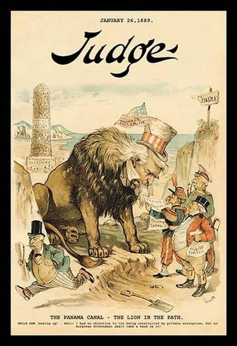 Judge Magazine: The Panama Canal The Lion in the Path by Bernhard Gillam - Art Print