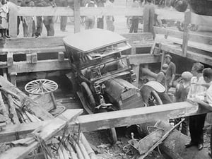 Taxicab Falls into New York's 7th Avenue Subway Excavation - Art Print