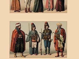 A Variety of Turkish Costumes by Auguste Racinet - Art Print