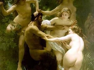 Nymphs and Satyr by William Bouguereau - Art Print