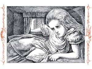 Alice in Wonderland: Alice Grows Large by John Tenniel - Art Print