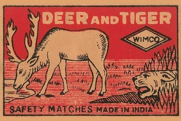 Deer and Tiger Safety Matches - Art Print