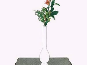 Kurumayuri and Natsu-Haze (Lily & Wax Tree) in Slender White Vase by Josiah Conder - Art Print