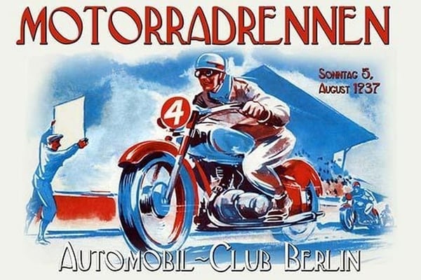 Motorradrennen - Auto Club Berlin by Jason Pierce - Art Print