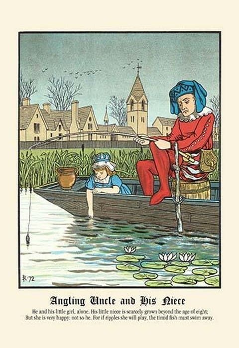 Angling Uncle and His Niece by J.E. Rogers - Art Print