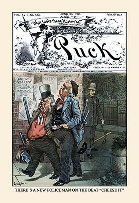 Puck Magazine: There's a New Policeman on the Beat by Bernhard Gillam - Art Print